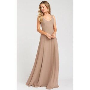 Show Me Your MuMu Jenn Maxi Dress Dune Beige Chiffon Bridal Party Dress